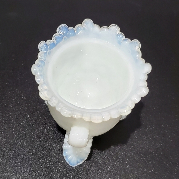 Vntg "Forget Me Not" Milky White Slag Glass Toothpick Holder by Degenhart - Picture 7 of 16